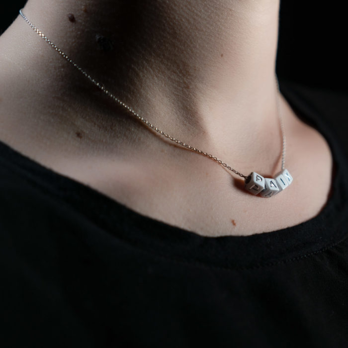 Coeur Envie - paix acidulés perle blanc argent chaine - bijoux