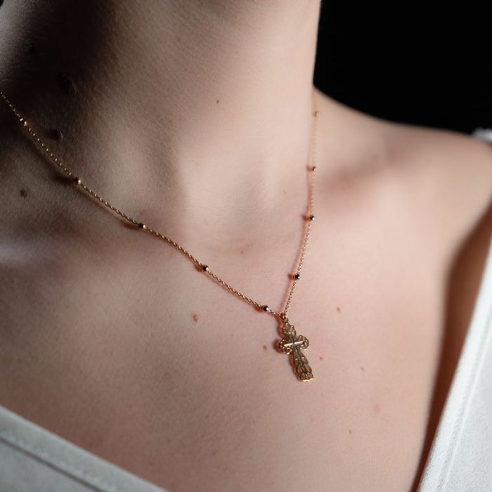 Coeur Envie - Croix or perles - bijoux